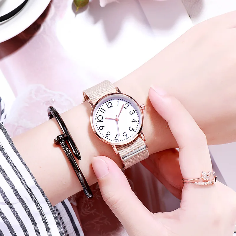 beige Модные детские часы Детские парусиновые часы с ремешком для девочек повседневные кварцевые наручные часы подарок для девочек часы детские часы Relogio Infantil - Цвет: beige