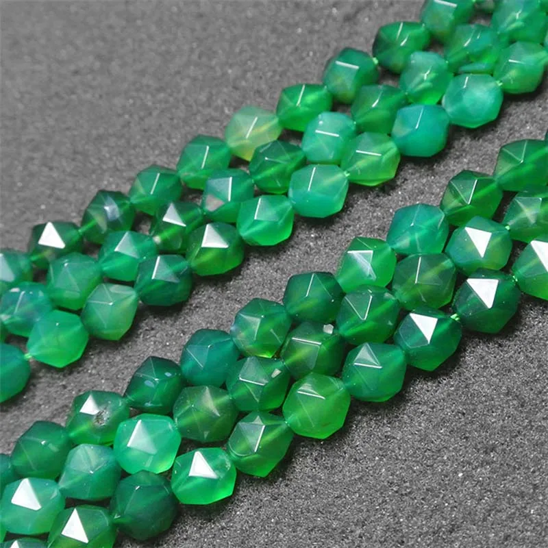 

6-10mm Natural Face smooth irregular round green Agate Stone Beads For DIY necklace bracelet jewelry making 15 "free delivery
