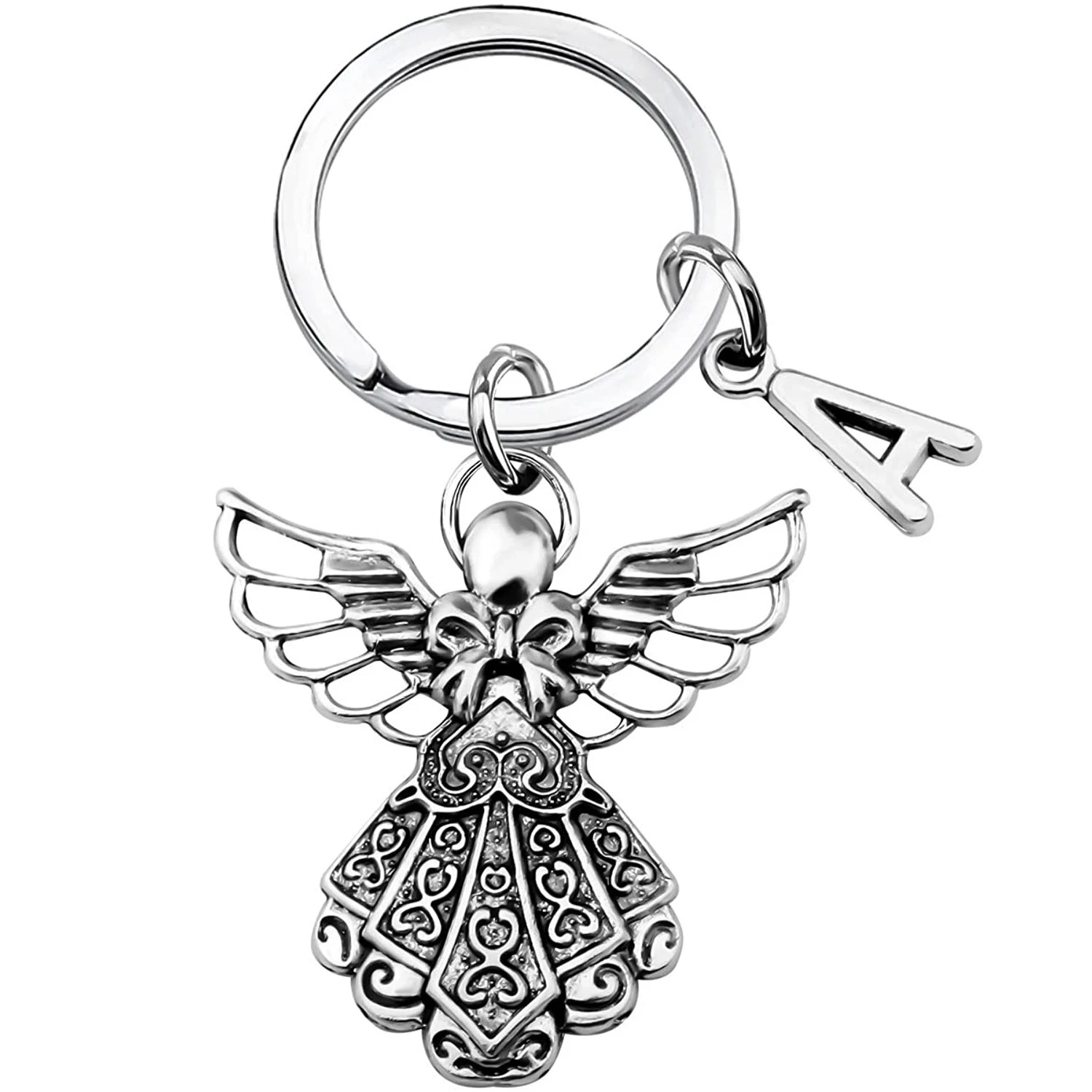 

European And American Gifts 26 English Letters Guardian Angel Wings Bow Gifts Fashionable Keychains For Various Occasions