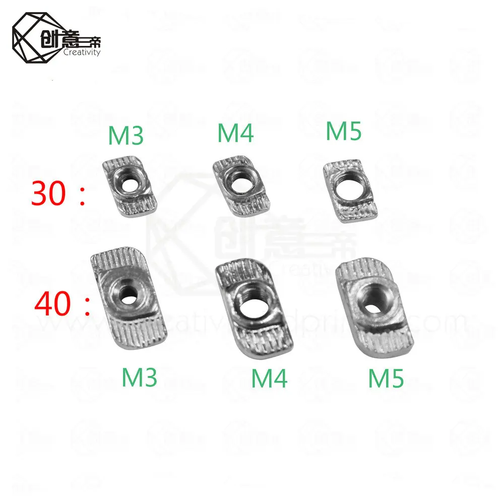 

100pcs/lot 3D Printer Parts M3/M4/M5 Carbon Steel T type Nuts Fastener Aluminum Connector For 2020 /3030 Industrial Profile