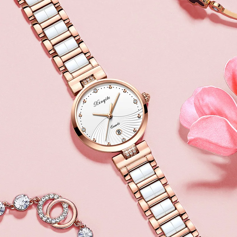 Женские часы 2019 брендовые Роскошные женские кварцевые наручные с вставками