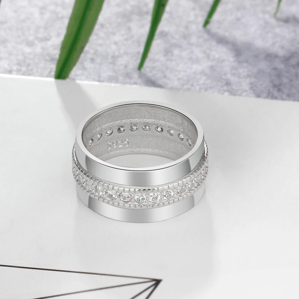 На заказ обручальные кольца для женщин Серебряные Bling CZ камень с 2 Выгравированными именами персонализированный подарок