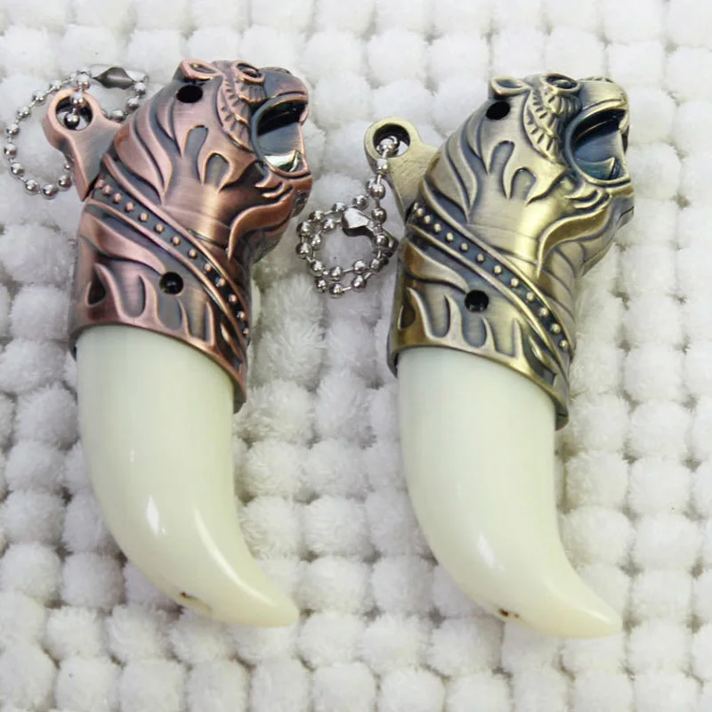 Металлическая креативная зажигалка с резьбой тигровый зуб беспламенная