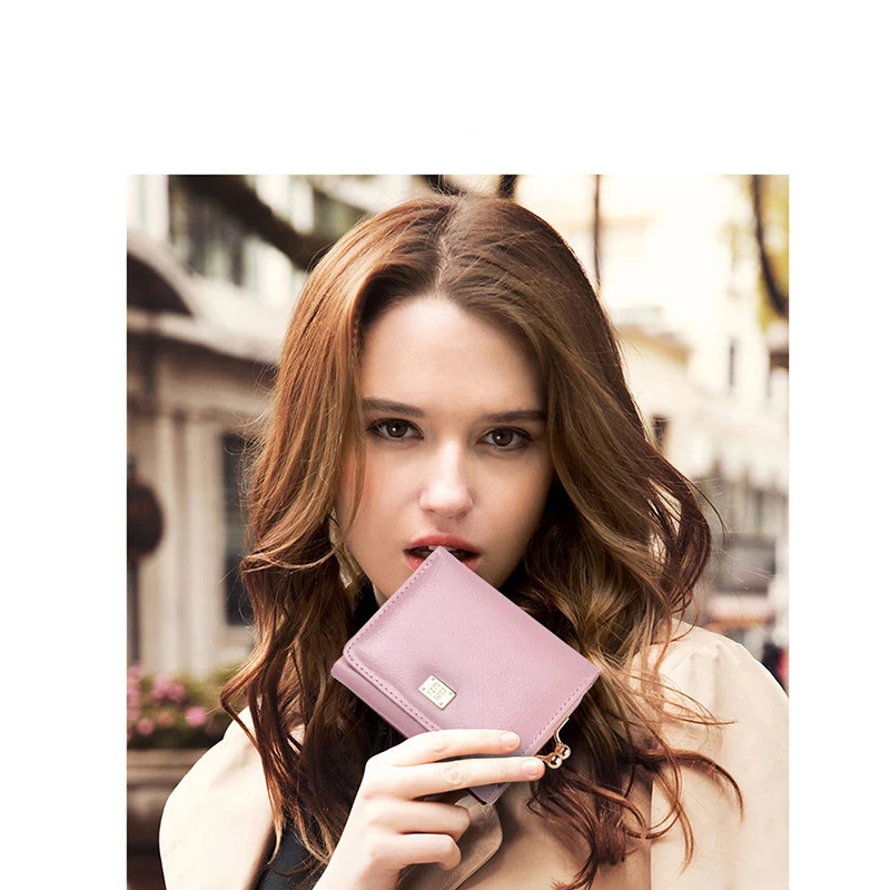 2019 женские кошельки в три сложения с карманом для монет розовые из искусственной