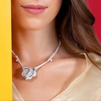 hibride elegant rose flower cubic zirconia big jewelry sets for women wedding layered earrings necklace sets bijoux n 17