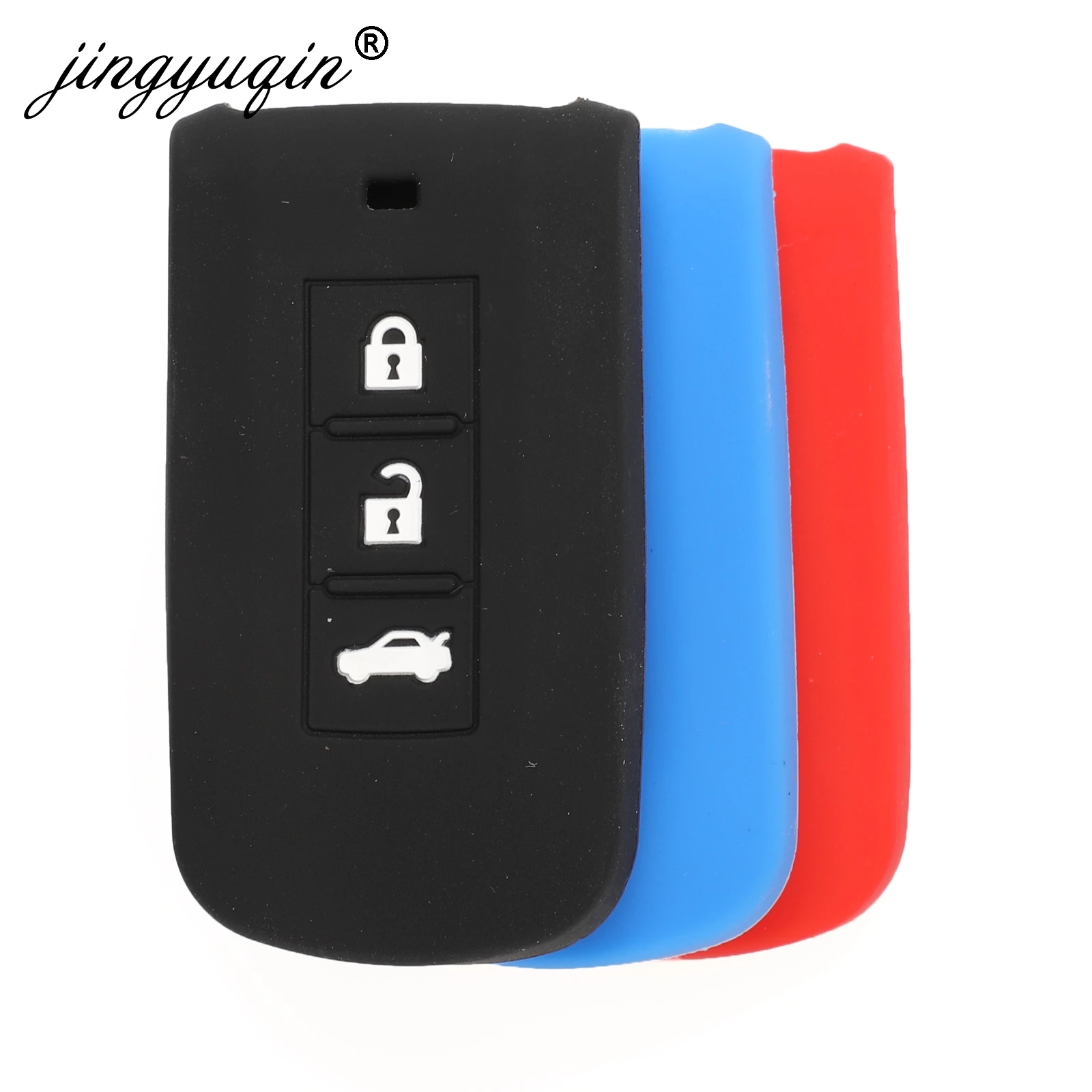 

jingyuqin For Mitsubishi Outlander Lancer 10 Pajero Sport EX ASX Colt Grandis L200 Smart 3 Buttons Silicone Car Key Case Cover