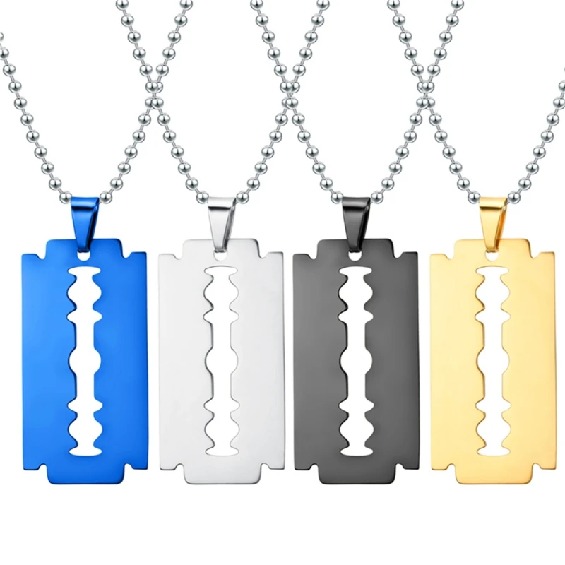 

Stylish Trendy Stainless Steel Blade Necklace Men's Hip Hop 23.62inch 2022 New