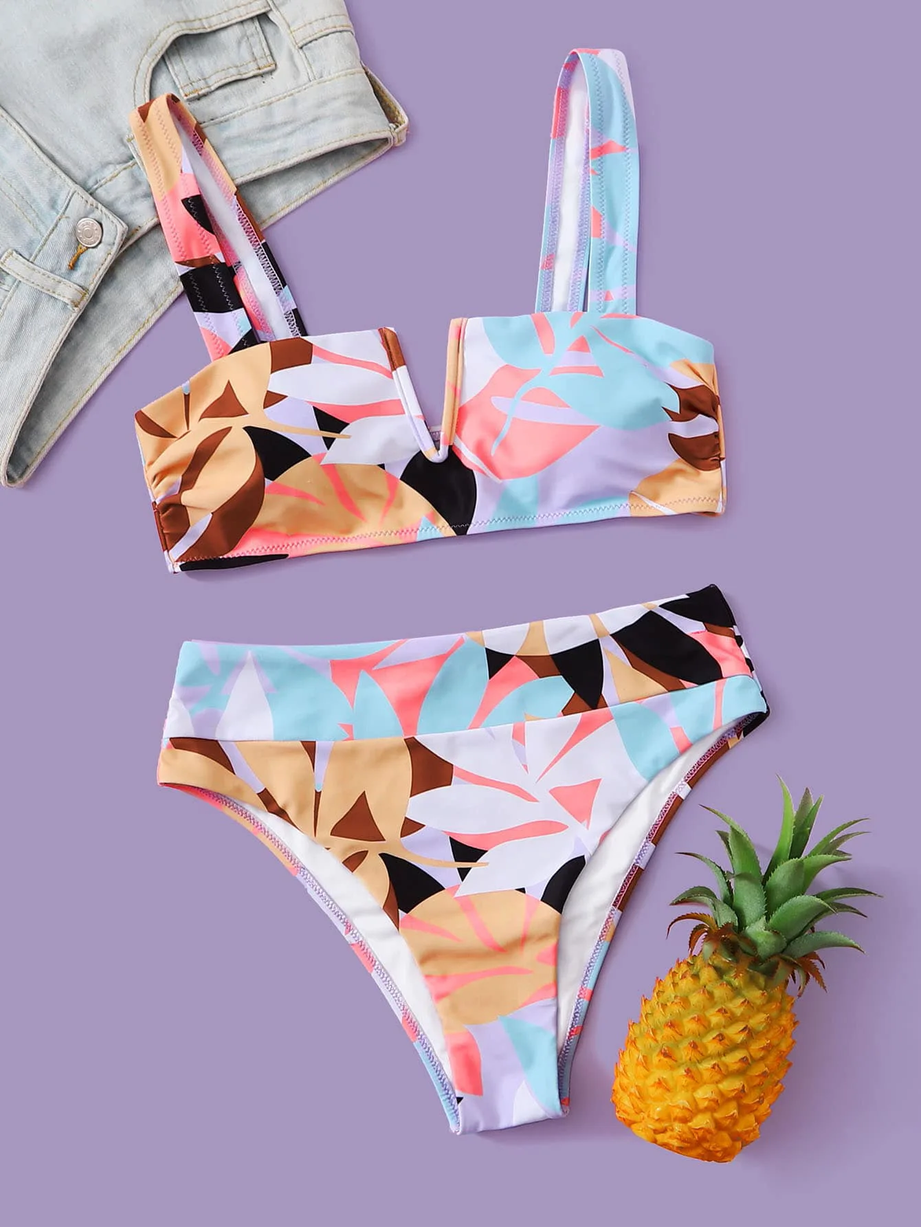 

New Fashion Sexy Bikini Split Print Swimsuit