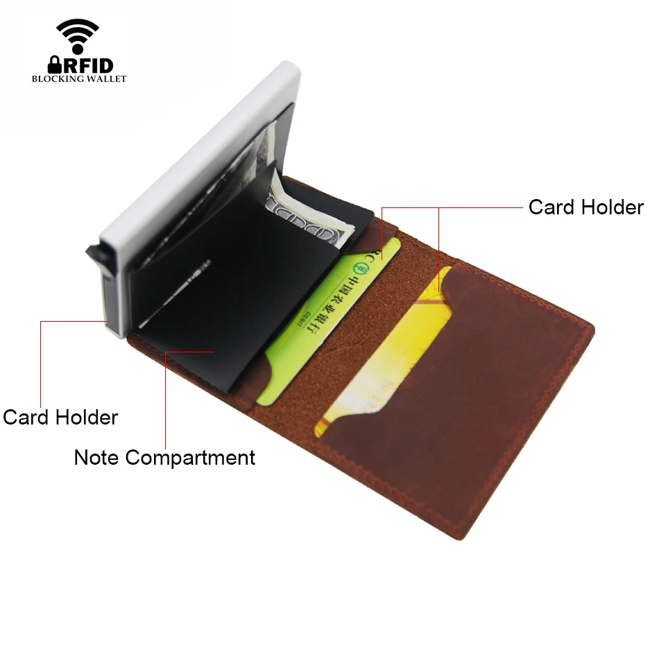 Кошелек мужской из натуральной кожи с Rfid защитой и отделением для карт|Мужские