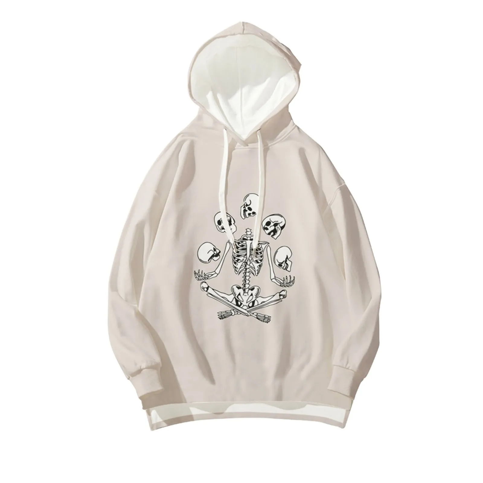 

Skull Meditation Print Streetwear Women Hoodie Tops Casual Autumn Long Sleeve Oversize Sport Pullover Korean Loose Sweetshirts