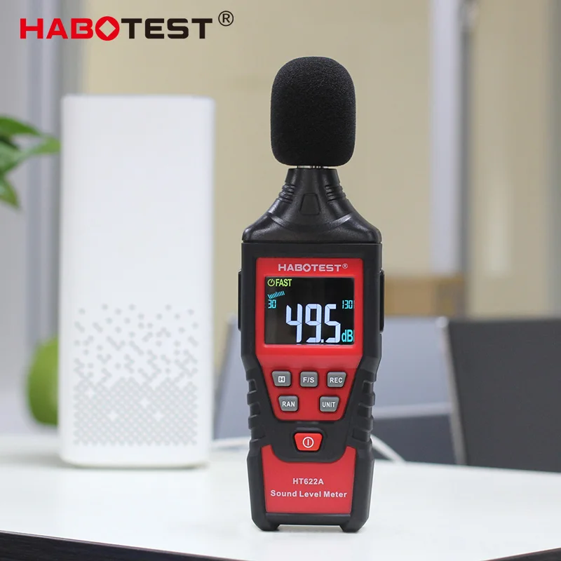 

Digital Sound Level Meter Logger 30~130db Digital Diagnostic-tool LCD Backlight High Alarm Data Logging HT622A Habotest