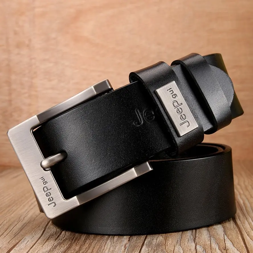 

Genuine Leather For Men High Quality Black Buckle Jeans Belt Cowskin Casual Belts Business Belt Cowboy Waistband