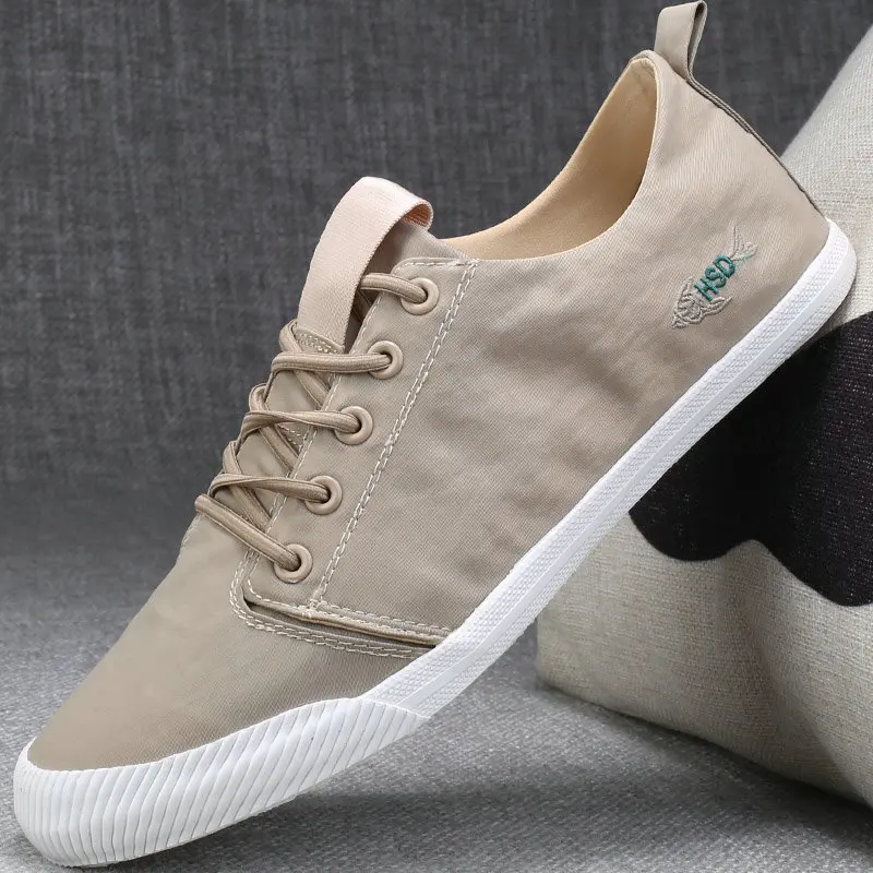 Мужские классические парусиновые туфли Нескользящие на шнуровке плоская