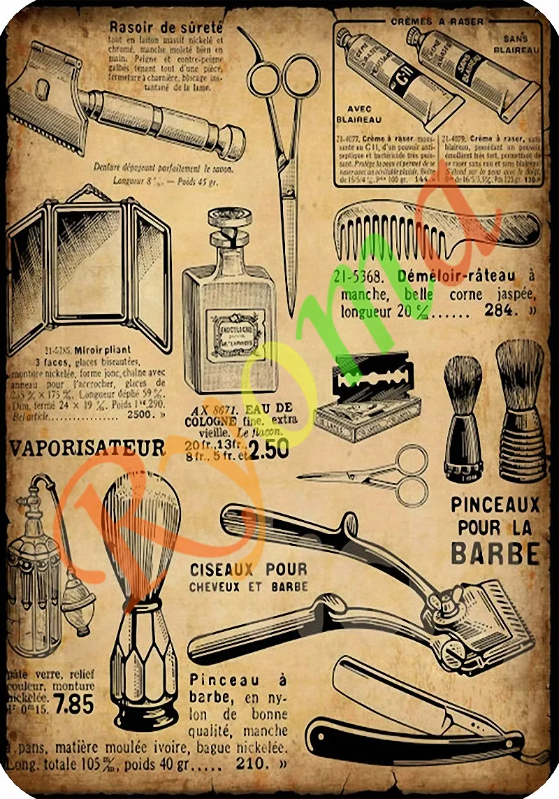 

Vintage Hairdresser Tattoos Kraft paper Interior Painting Wall Sticker Barber Shop home decoration accessories for living room