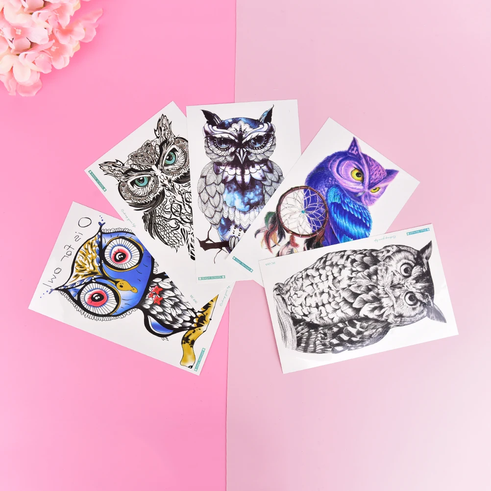 Водостойкая Ручная СОВА вспышка тату рукав большой женский временный боди арт