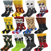 a pair of men happy funny winter warm socks cartoon anime clown long socks men cool crew socks street fashion sewing pattern