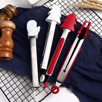 christmas style silicone kitchen tongs baking cooking barbecue tongs bread tongs steak tongs barbecue clip kitchen gadgets
