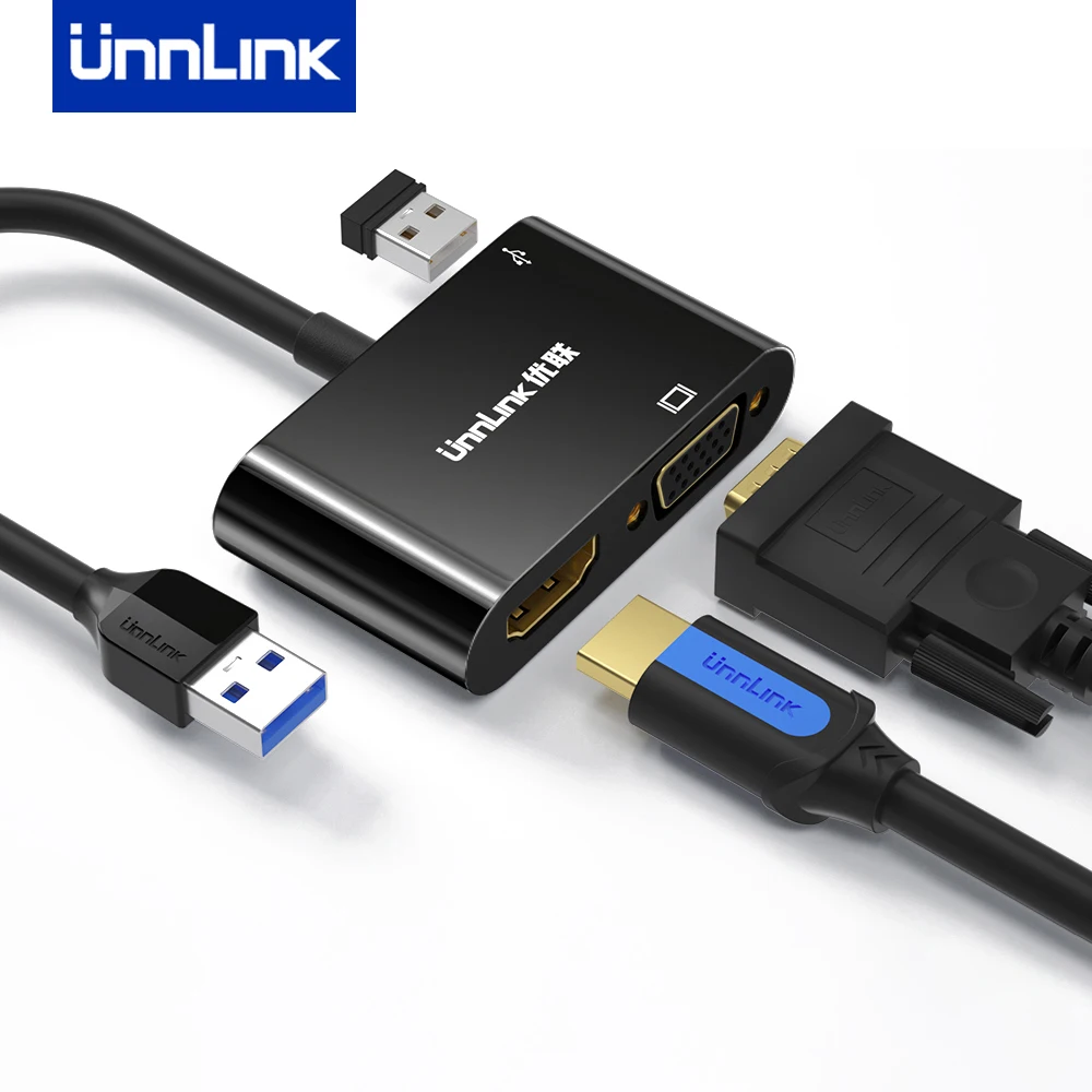 Адаптер Unnlink с USB 3 0 на HDMI VGA конвертер внешняя графическая карта для мыши