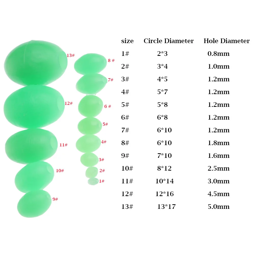 100 шт. овальные пластиковые зеленые светящиеся Рыболовные Поплавки шарики для