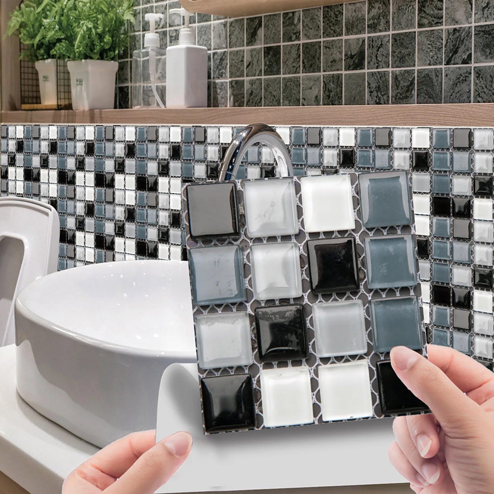 10pc 3d Crystal Magic Gel Tiles Self Stick Mosaic Tile For Kitchen And Bathroom Backsplash Creative Brick Wallpaper | Дом и сад