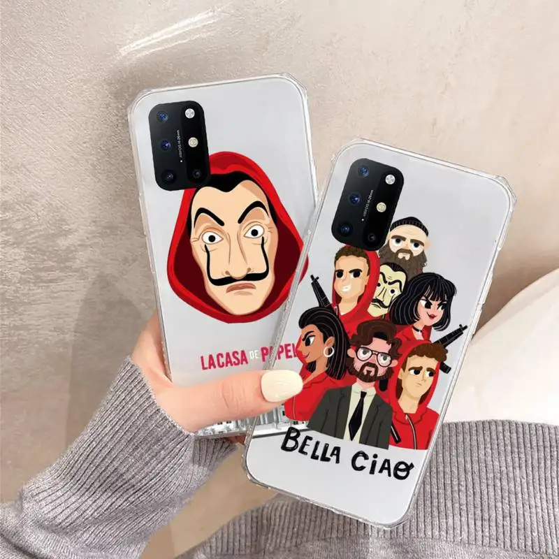 

La Casa De Papel Money Heist Tees Phone Case Transparent for OnePlus 7 9 8 t pro