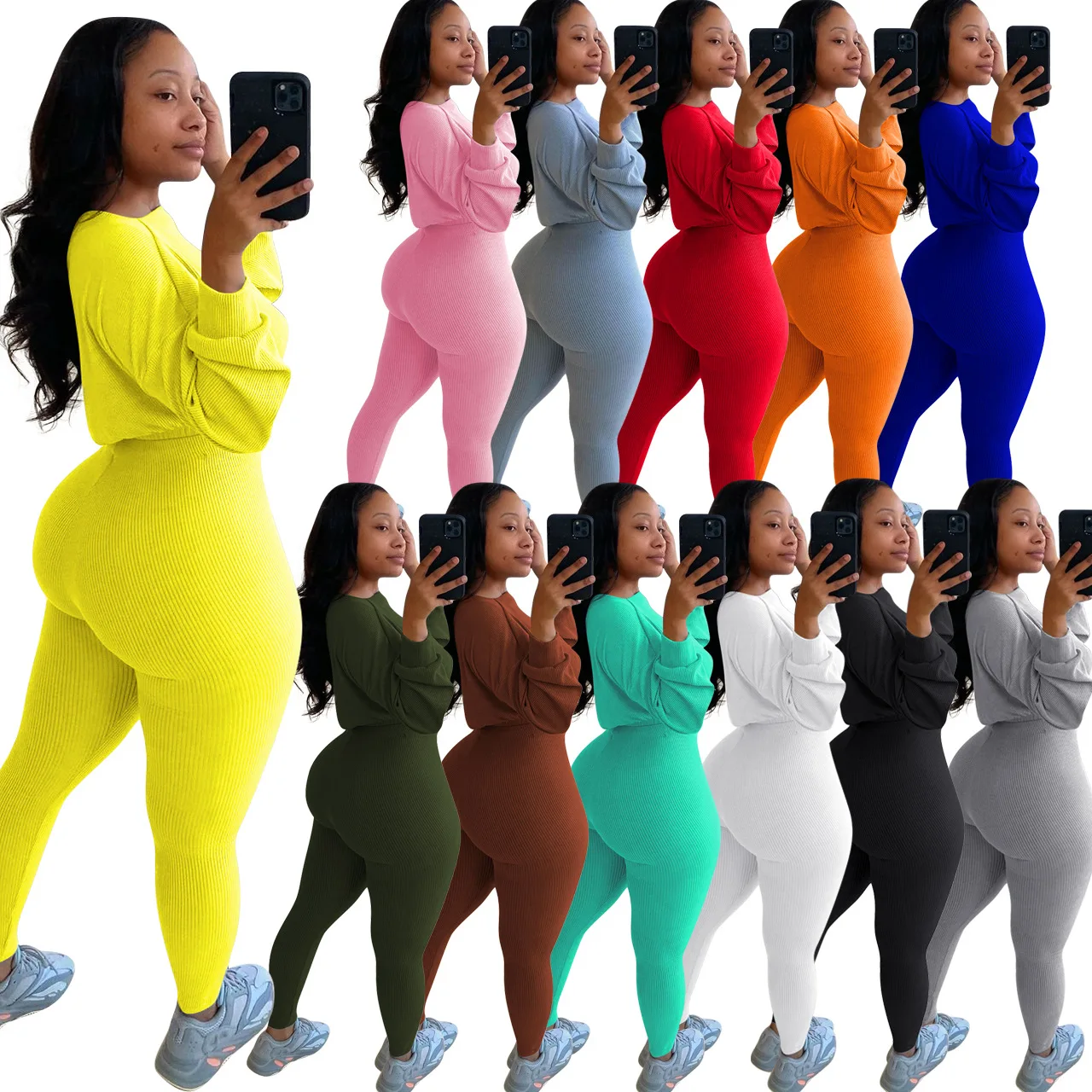 

Women Autumn Tracksuit 2 Piece Set Women Sportswear Long Sleeve Gym Fitness Clothes Casual Jogging Running Zipper Sport Suits