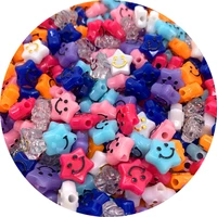107mm colorful acrylic pentagram flat smiling face beads diy homemade necklace bracelet jewelry accessories