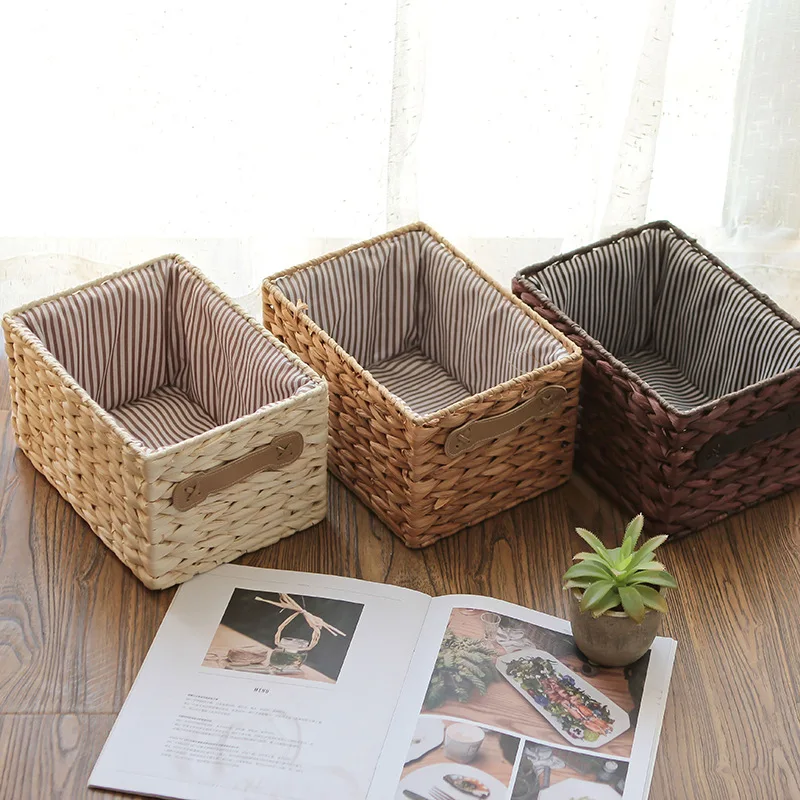 

Japanese pastoral storage basket storage basket snack woven debris storage box large storage drawer MJ709