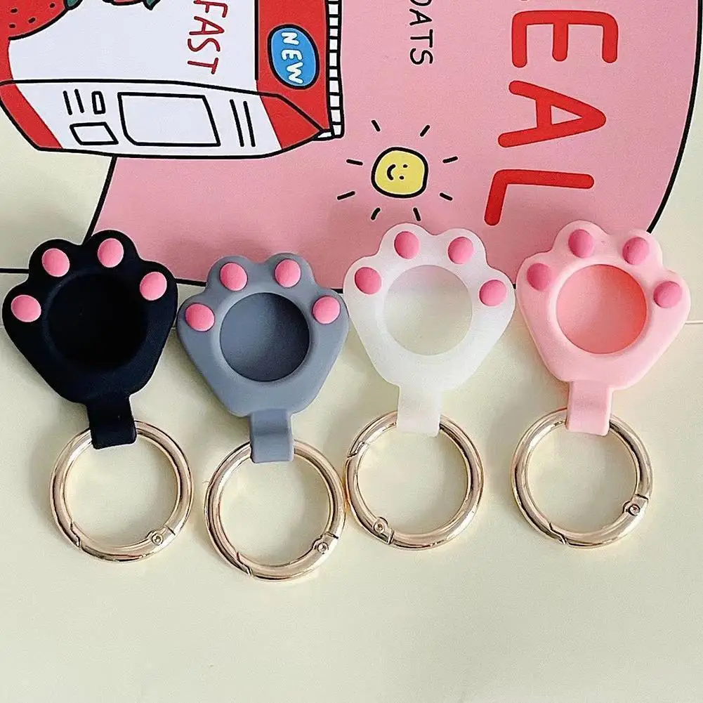 

Cute Cats Claw Silicone Protective Cases For AppleAirtags Tracker Shockproof Keychain Anti-Lost Cover Metal With X8R5
