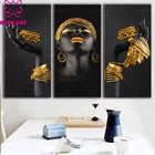 5d алмазная живопись, Африканский Женский портрет стразы, алмазная вышивка, Черная Женская мозаика, вышивка крестиком, Декор, 3 шт.