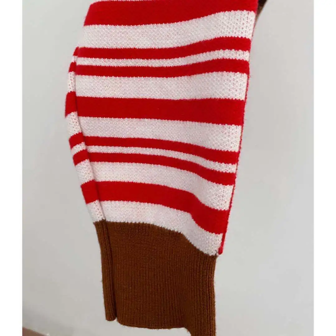 

Fashionable foreign style sweater letter jacquard retro knitted round neck Pullover zipper decorative top