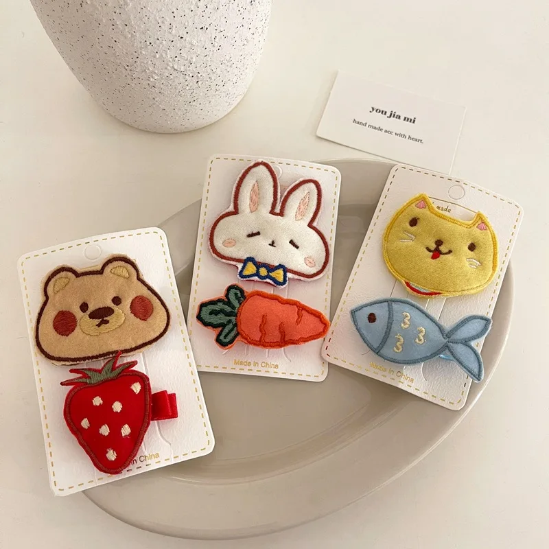 

Шпилька для волос в Корейском стиле для девочек, зажим для челки с милым мультяшным медведем, Кроликом, заколка для челки, заколка с клювом и ...