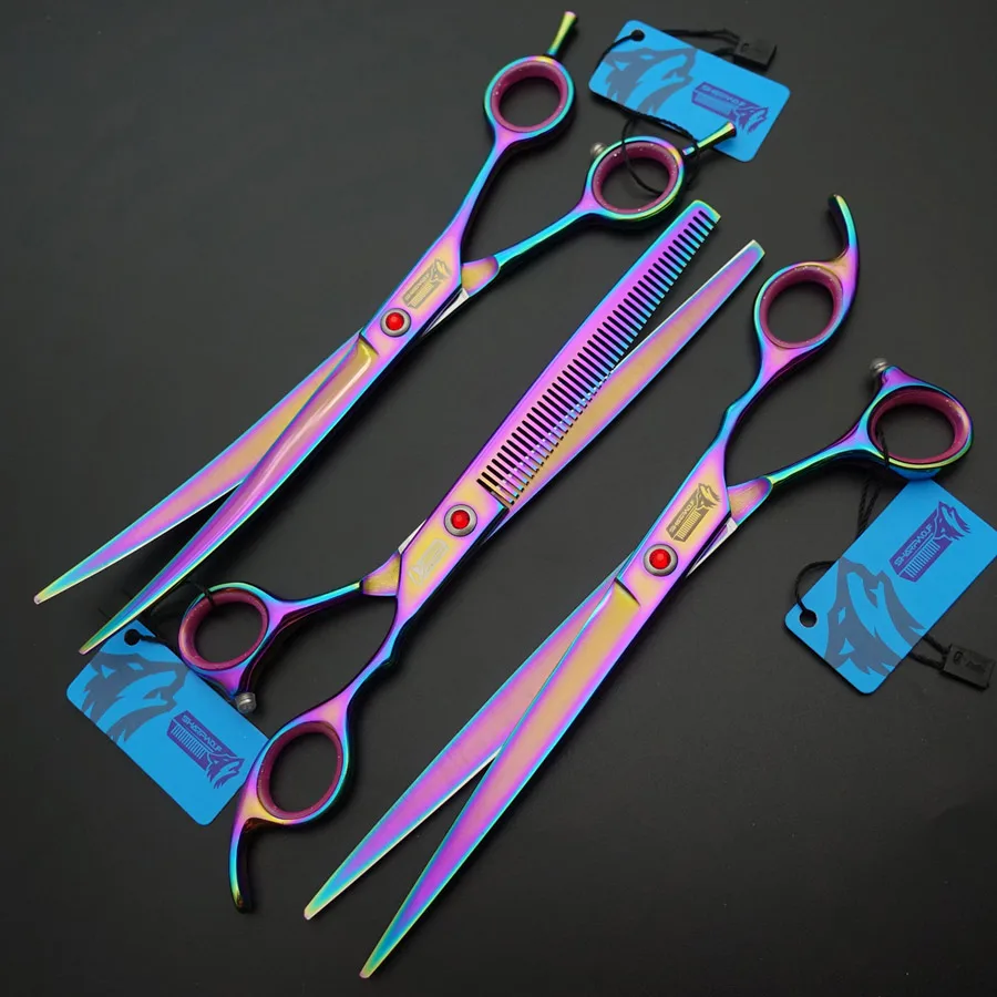 Профессиональные ножницы для груминга домашних животных набор из 8 изогнутых и