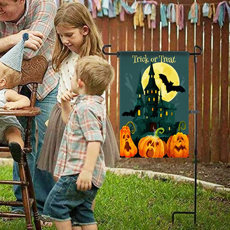 Fall Pumpkin Maple Leaves Garden Flag Double Sided Decorative Hanging Linen Banner For Outdoor Yard Lawn Patio Porch Far | Дом и сад