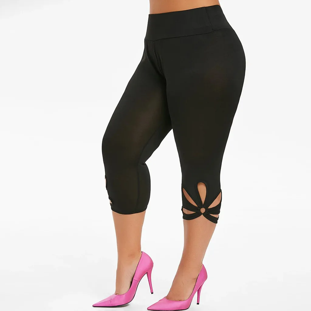 Fashion Women Clothing Elasticity Leggings Women High Waist Plus Size Solid Hollow Pants Casual Summer Fitness Jeggings Legging