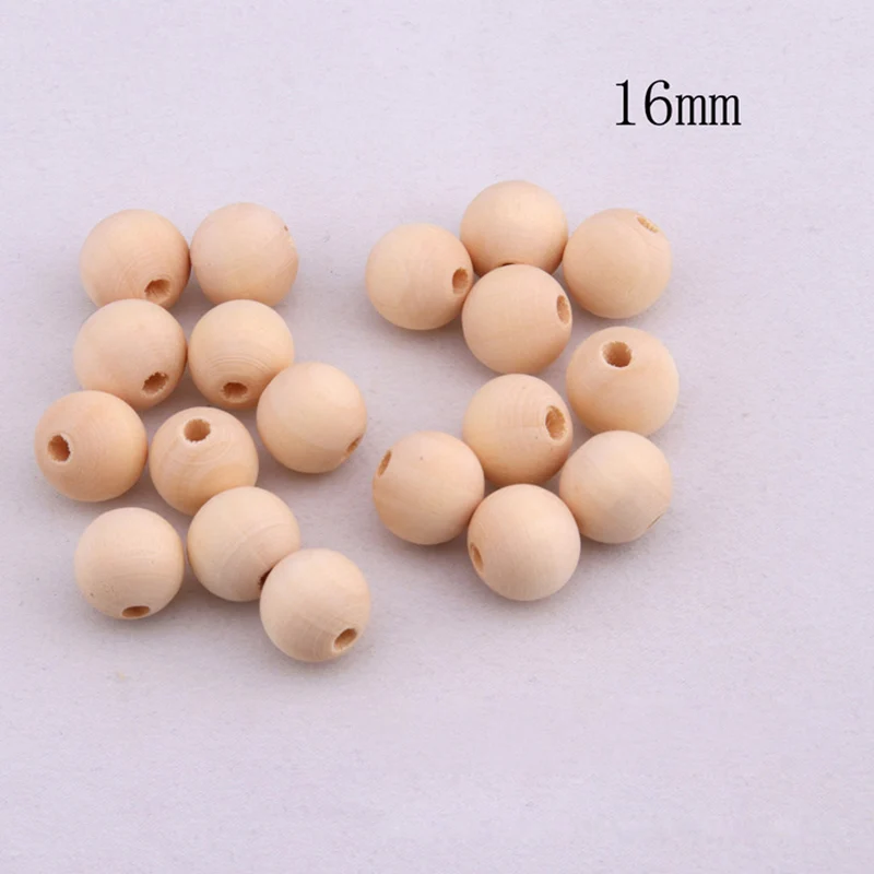 Mordedor de madera masticables, cuentas redondas de 10-20mm, ecol&oacute;gico, cuentas de haya sin terminar, accesorios de joyer&iacute;a artesanal, 500 Uds.-2