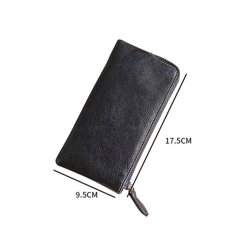 

Wallet Men's Leather Long Zipper Wallet Mobile Phone Baotou Layer Cowhide Simple Men's Clutch Trend