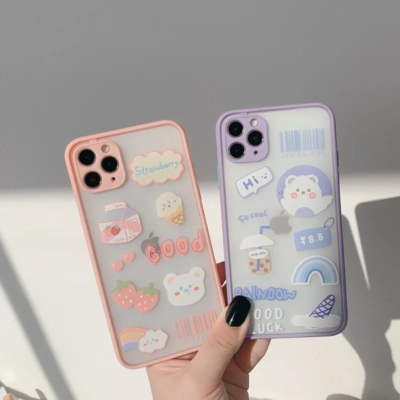 

Cartoon Ins Wind Bear Silicone Soft Phone Case For iPhone 7 8 Plus 2020 SE X XR XS Max 11 11Pro Max 12 12Pro Max Pro Mini Case