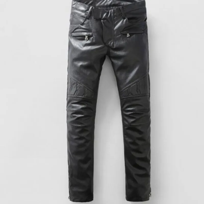 Мужские мотоциклетные брюки из искусственной кожи в стиле ретро готические