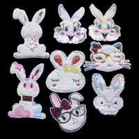 cartoon color flannel patch rabbit sequins icon embroidered applique patches for kawaii clothes diy iron on badges on a backpack