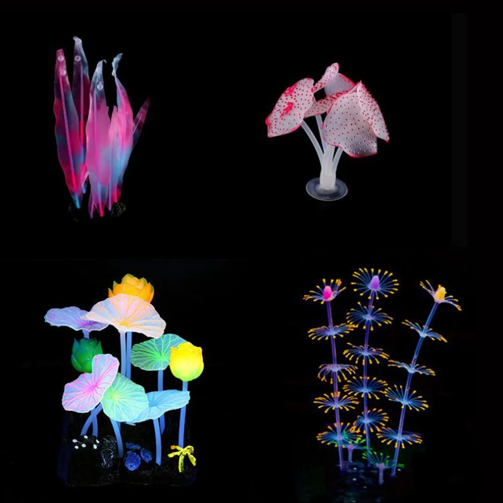 

Fluorescent Artificial Coral Reef Glowing Lotus Leaf Mushroom luminous Stones Aquariums Fish Tank luminous Decor Accessories