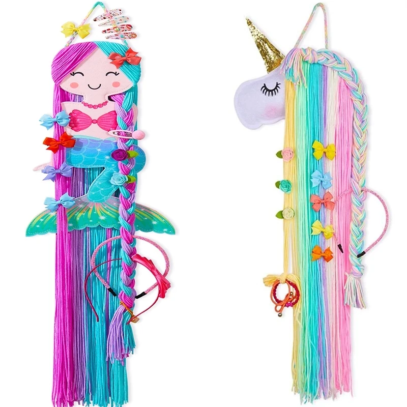 Ful Mermaid Storage Tassel Decor Hanger Hanging Wall Headwear Organizing Strip Cute Hair Clips Hairband Organizer For Girls
