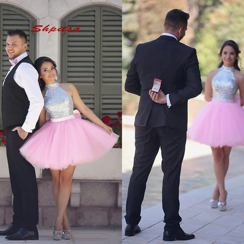 Сексуальные розовые короткие коктейльные платья для вечевечерние женское