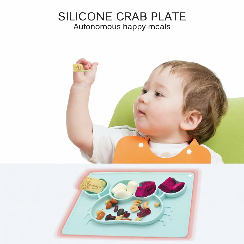 Детская безопасная силиконовая столовая тарелка BPA бесплатная твердая детская