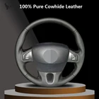 Ручная работа черная крышка рулевого колеса из натуральной кожи для Renault Fluence ZE 2009-2016 Megane 2009-2014 Scenic 2010