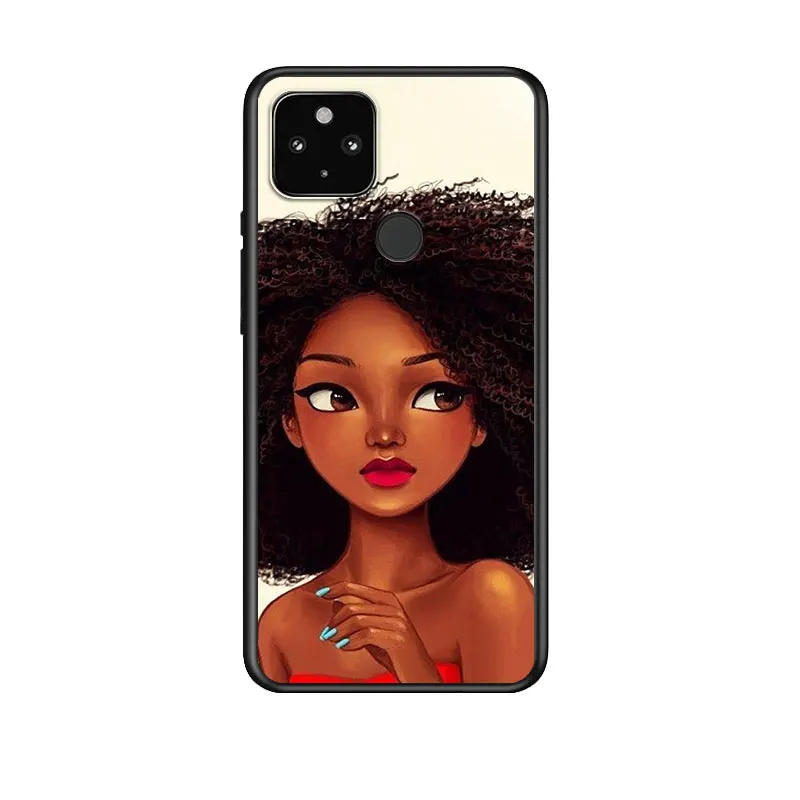 

Cute Girl Cartoon for Google Pixel 5 Pixel 4a 5G Pixel 4a Pixel 4 Pixel 4 XL Silicone Soft Black Phone Case Cover