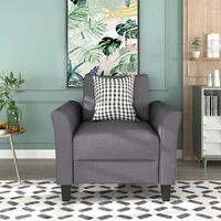 Modern Accent Arm Chair Tufted Upholstered Single Sofa Rubber Wood Legs Grey