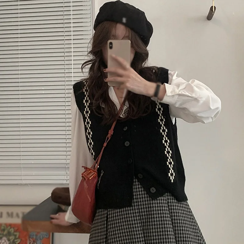 

Женский однобортный Трикотажный жилет без рукавов с V-образным вырезом