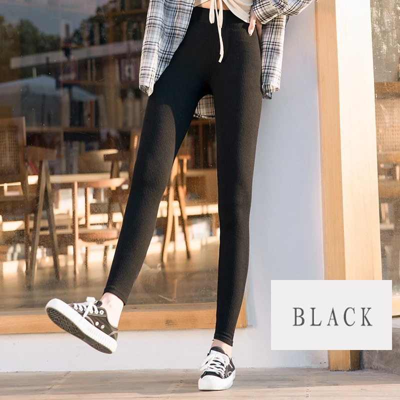 

CHRLEISURE Winter Warm Leggings Women High Waist Knitted Fitness Pants Women Casual Skinny Slim Gym Leggings