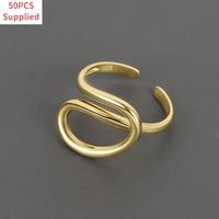 50pcs 925 silver rings for women new fashion simple irregular bending twine geometric birthday party jewelry gifts